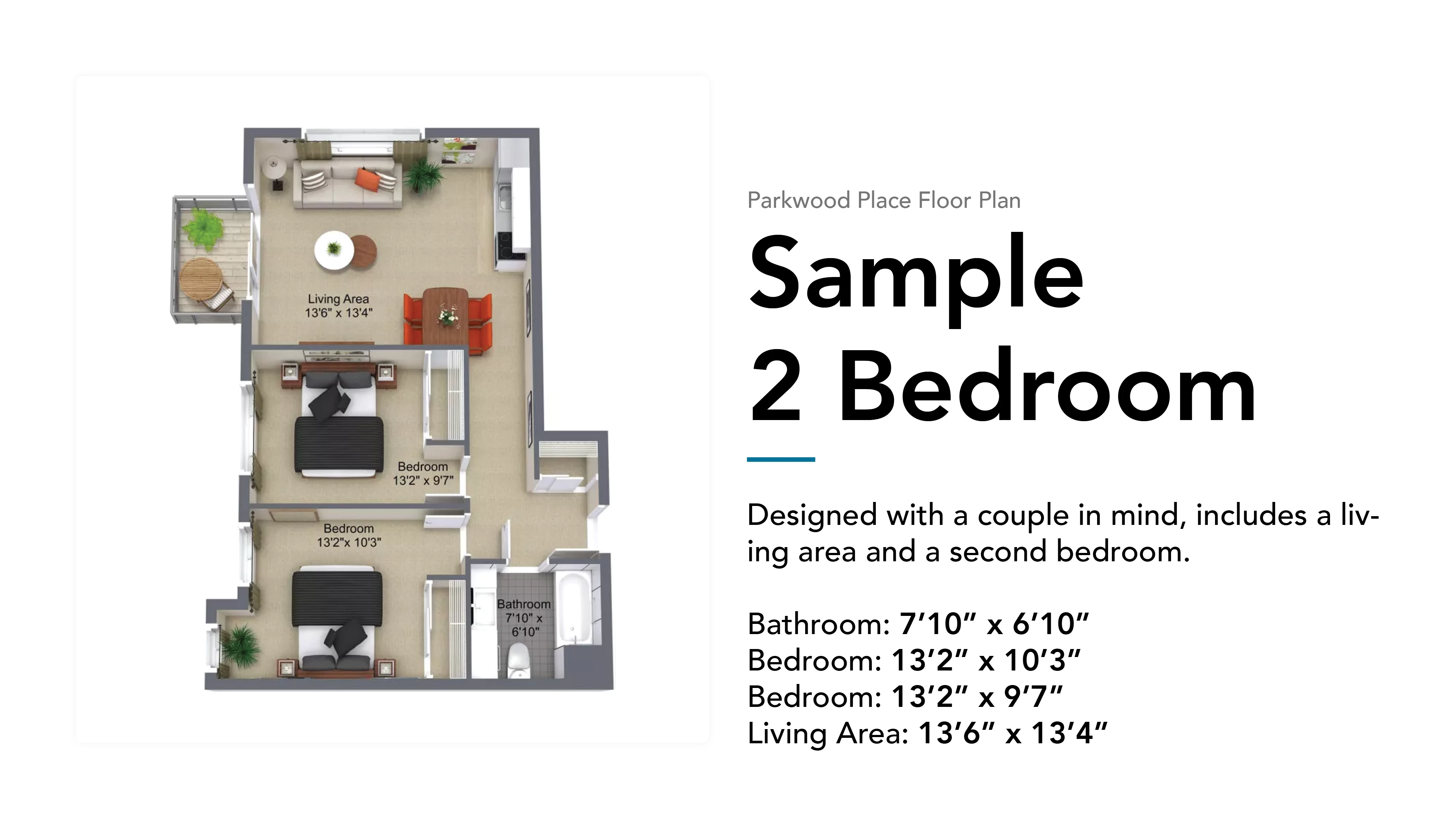 parkwood place sample 2 bedroom floor plan
