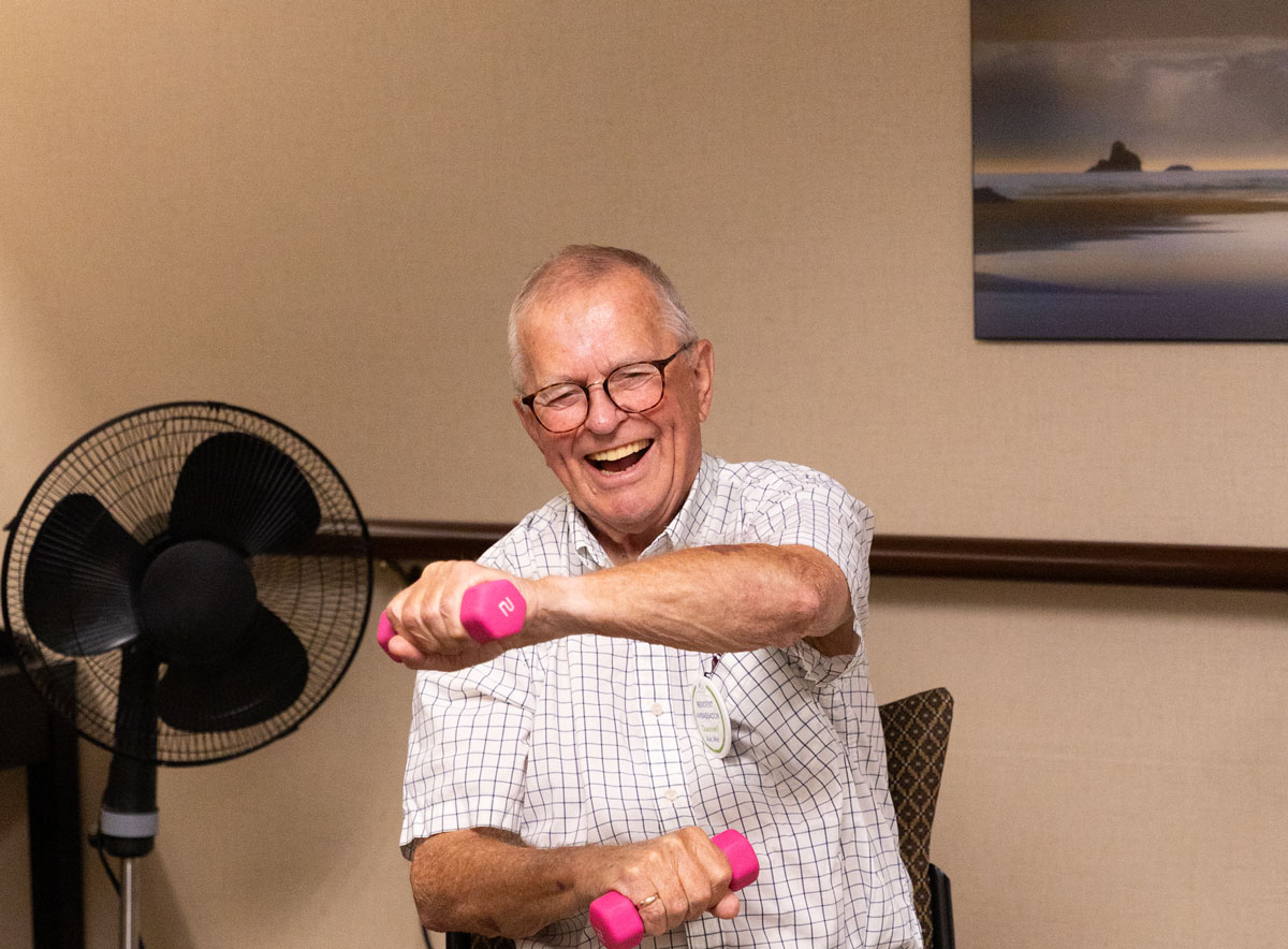 resident lifting weights